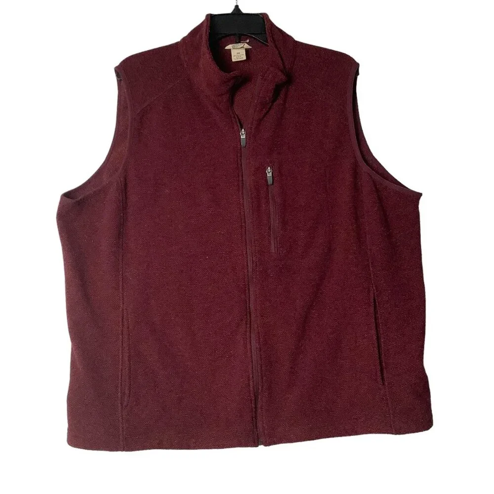 Duluth Trading Co. Maroon Red Full-Zip Fleece Vest‎ Men Size 2X Large Pockets